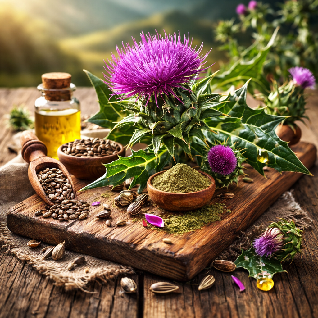 Milk thistle flowers and leaves associated with traditional liver-support practice