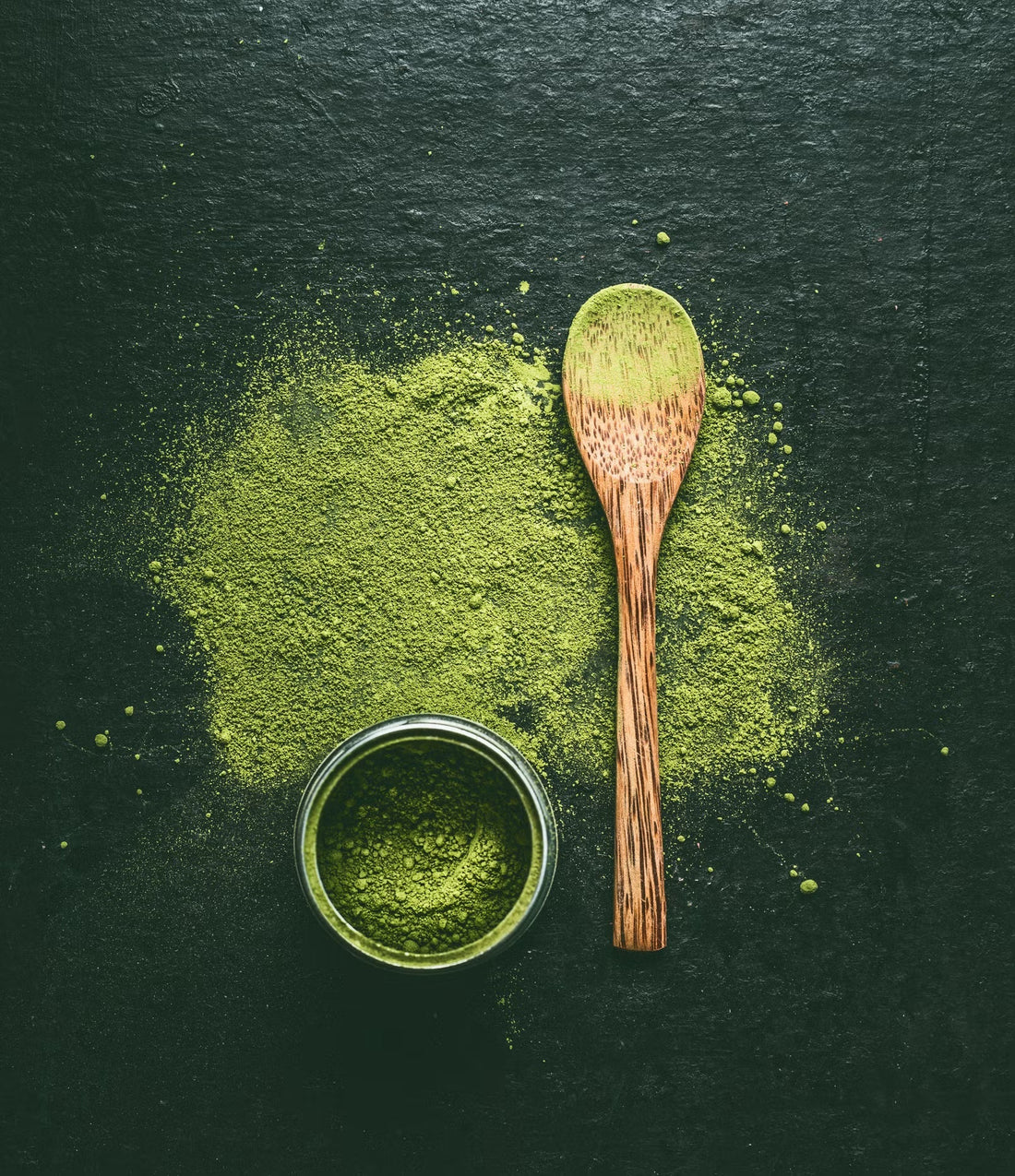 Green tea leaves associated with Chinese and Japanese tea traditions