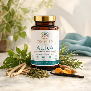 Zenified Aura bottle with botanical ingredients