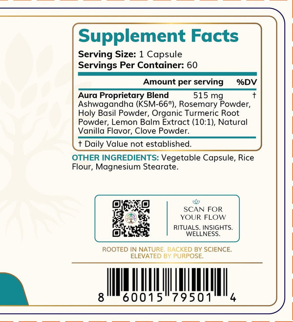 Zenified Aura supplement facts and ingredient panel