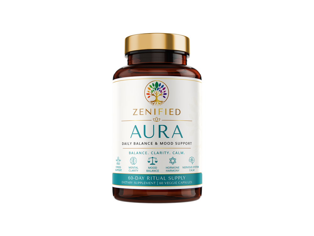 Zenified Aura botanical wellness supplement bottle