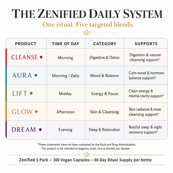 Comparison of the five Zenified botanical blends