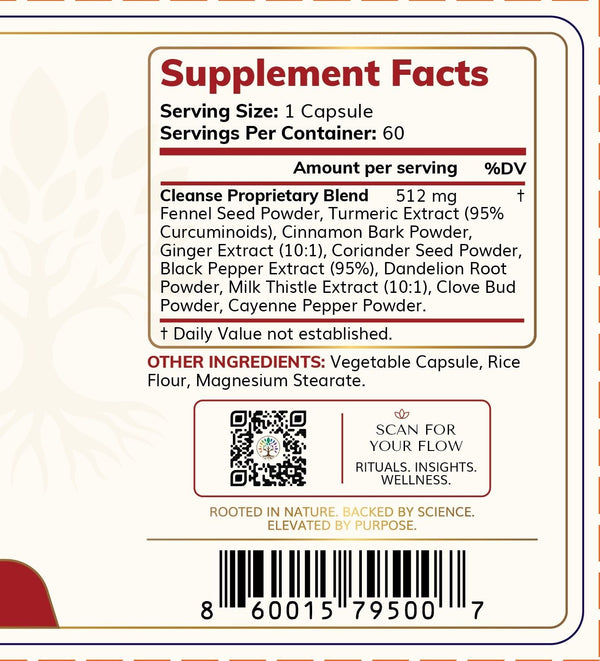 Zenified Cleanse supplement facts and ingredient panel