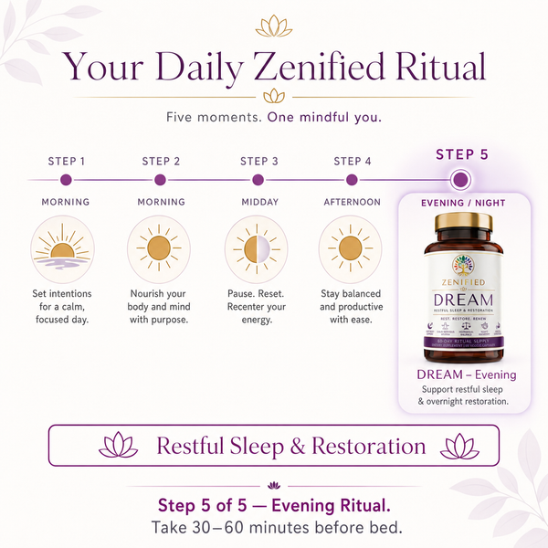 Dream evening relaxation and wind-down ritual infographic