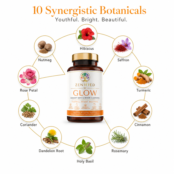 Glow ingredients with hibiscus, saffron and rose petal