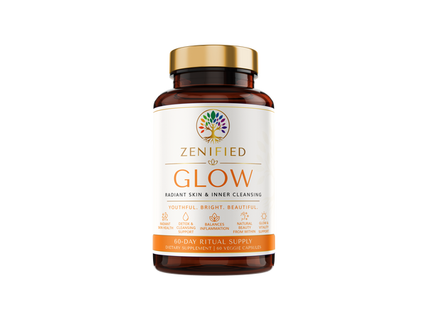 Zenified Glow botanical skin and radiance supplement bottle
