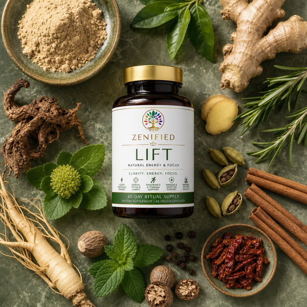 Zenified Lift botanical ingredient flatlay