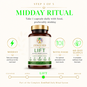 Lift midday steady energy and focus ritual infographic