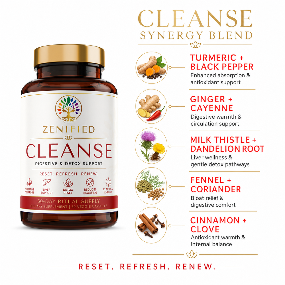 Zenified Cleanse botanical morning reset supplement bottle